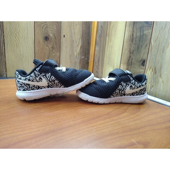 Nike Flex Experience RN5 Toddler Size 8C Black White Heart Print Slip On Sneaker - Picture 3 of 6